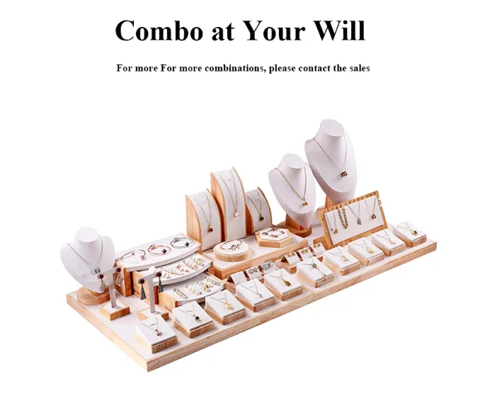microfiber and wooden jewelry display set 5 microfiber display set