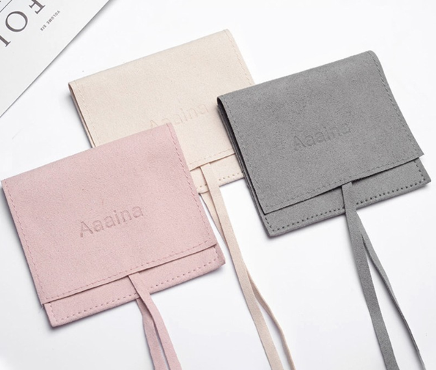 pink grey microfiber pouch