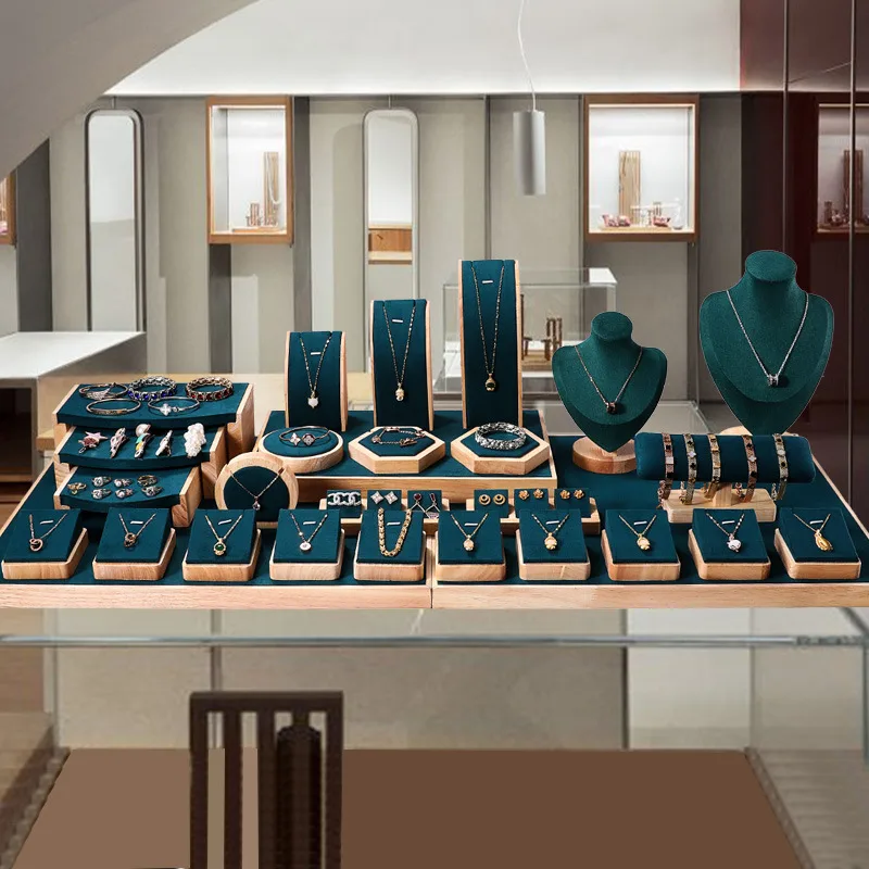 microfiber and wooden jewelry display set 6 microfiber and wooden jewelry display set