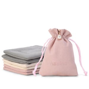 pink grey microfiber pouch