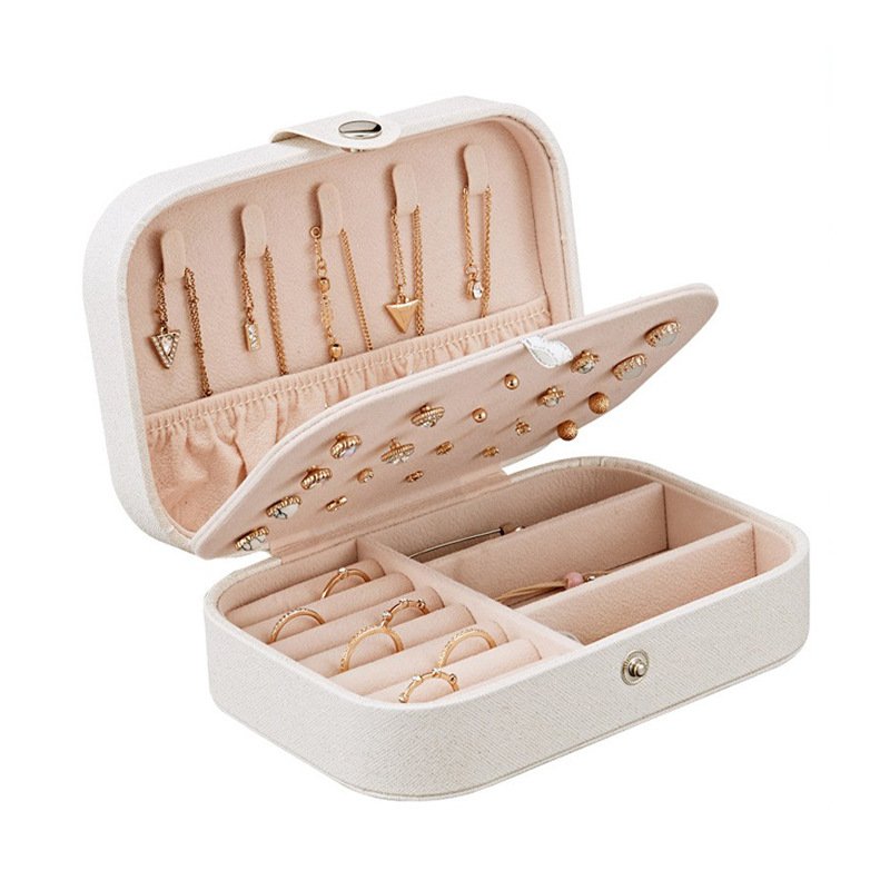 pink ziplock portable pu leather mini jewelry travel case