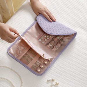 portable folding organizer leather jewelry storage bag