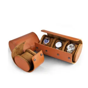 tube forme ronde boîte à montre en cuir pu personnalisé logo
